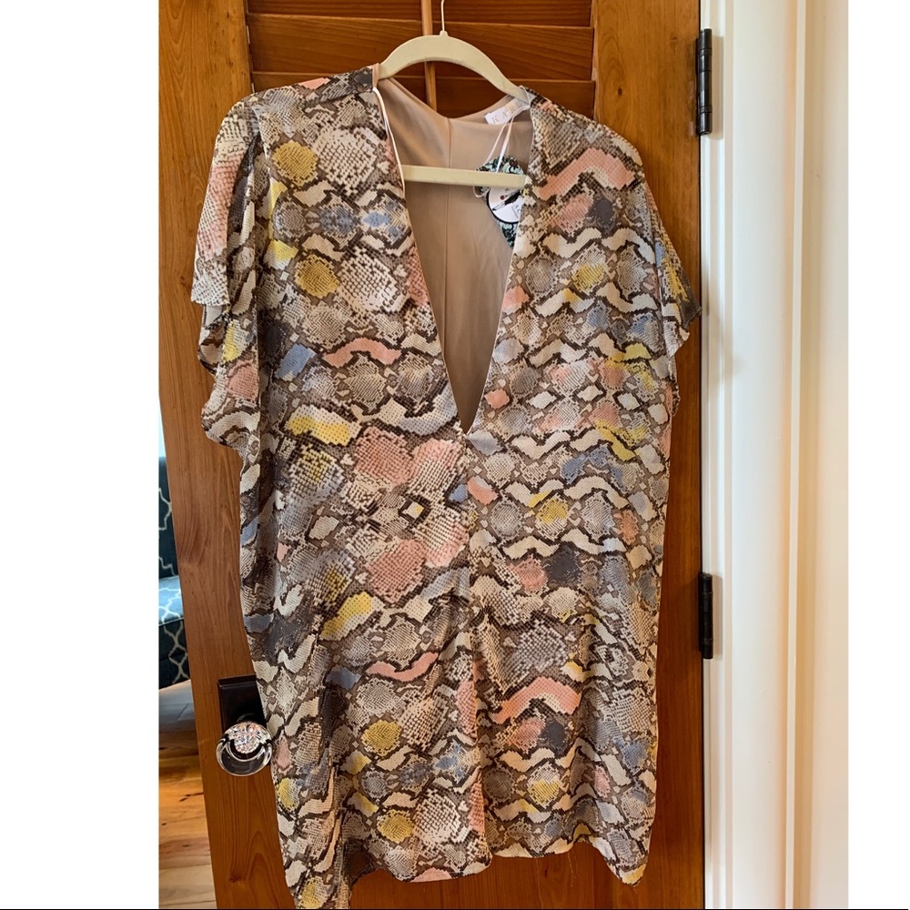Karlie snakeskin taupe chiffon dress